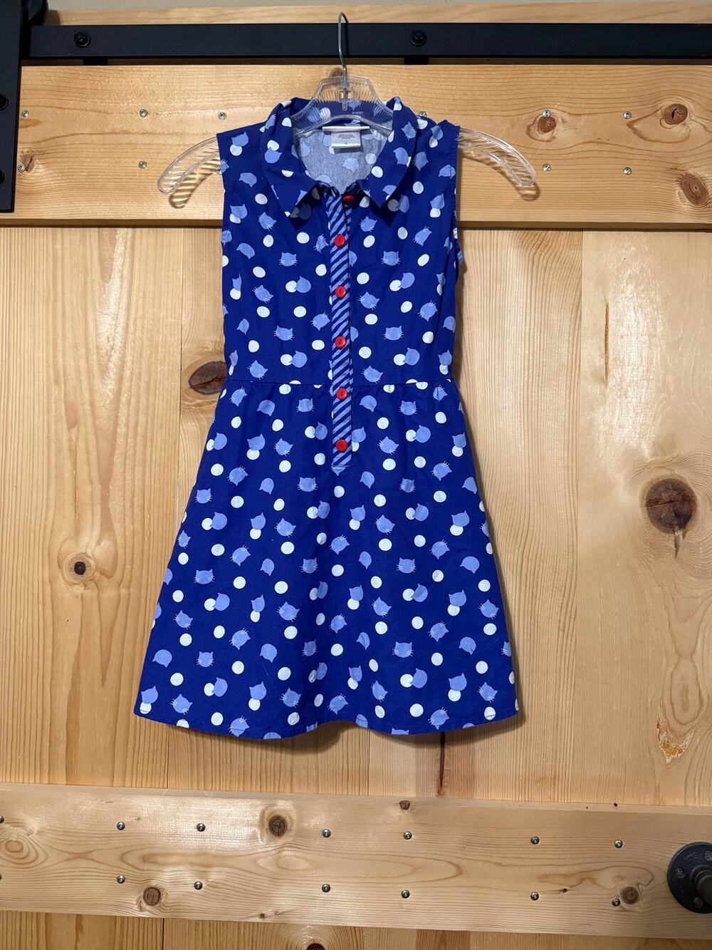 American Girl Cat Dress Sleeveless Collared Blue Girl’s Size 10